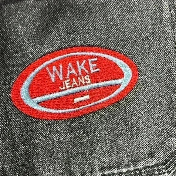 Wake Women’s Black Baggy Y2K Button Fly Carpenter/Cargo Style Wake Patches 2XL - Picture 3 of 12